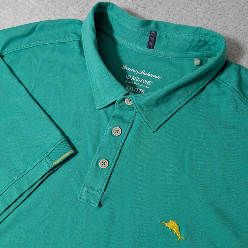 NEW Tommy Bahama Polo Shirt Mens XXL Teal Green IslandZone Stretch 37.5 Tech